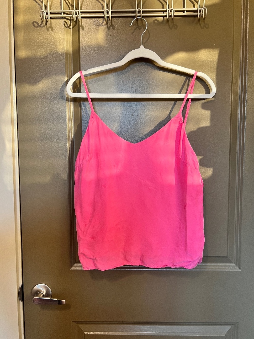 Self Contrast Hot Pink Satin Cami Tank Top Size Small
